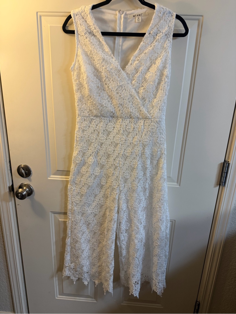 Miami White Lace Wide Leg Jumpsuit Women’s Medium Boho Bridal Beach Resort